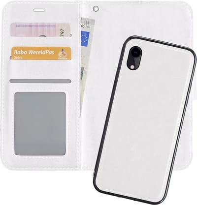Hoes - 2 in 1 - Geschikt voor Apple iPhone XR - Met Uitneembare Hard Cover - Bookcase - Wallet Case - Met Pasjeshouder - Book Case - Uitneembaar - Pashouder - Kunstleer - Wit