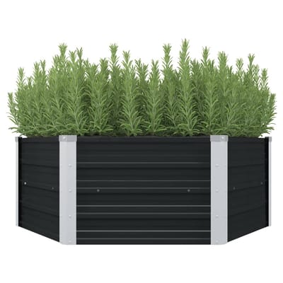 vidaXL - Plantenbak - verhoogd - 129x129x45cm - gegalvaniseerd - staal - antraciet