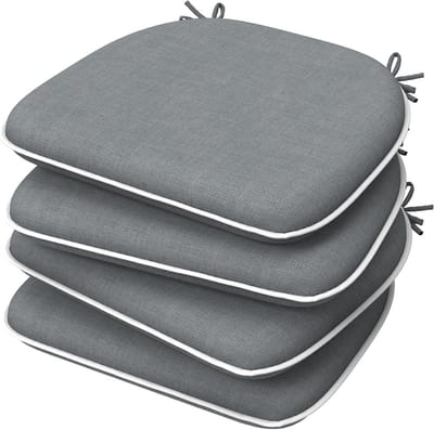 Stoelkussens Buiten - Tuinkussen Zitkussen - Comfortabel Zitten - Waterafstotend Stof - 40x43 cm Set van 4 - Grijs