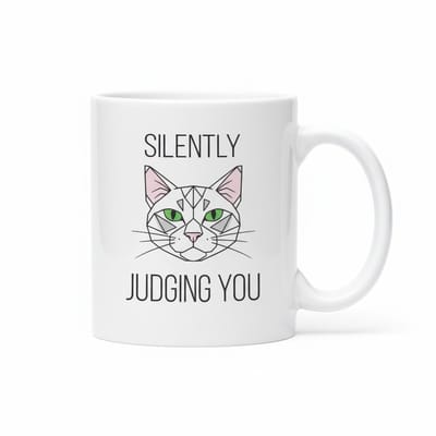 330ml Witte Keramische Mok – Silently Judging You Kattenliefhebber Beker | Grappig Cadeau voor Kat Eigenaren