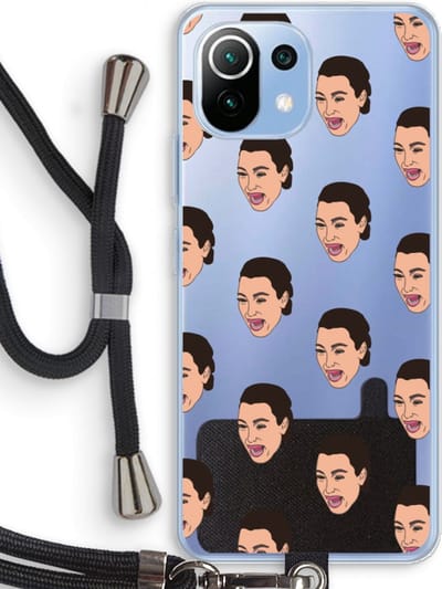 Case Company® - Hoesje met koord geschikt voor Xiaomi Mi 11 Lite hoesje met Koord - Ugly Cry Call - Telefoonhoesje met Zwart Koord - Bescherming aan alle Kanten en Over de Schermrand
