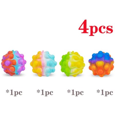 4-12 Stuks Stressbal Fidget Speelgoed 3D 3D Bal Druk Bubbel ADHD Autisme Stressverlichting Sensorisch Speelgoed Feestbedankjes voor Kinderen Volwassenen