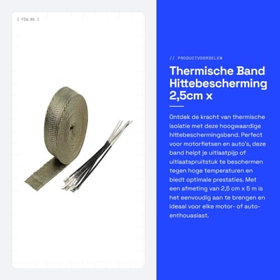 Dailygoods - Thermische Band - Hittebescherming - 2,5cm x 5m - Isolatie Band - Geschikt voor Motorfiets en Auto
