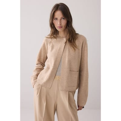 Summum Woman Short Cardigan Boiled Wool Alpaca Maat: M | Korte Jassen Outlet | Dames | Beige