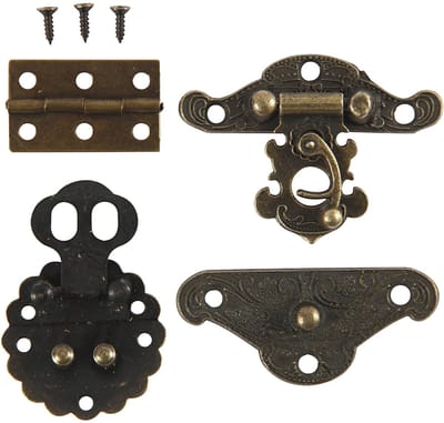 Mini beslag, afm 30-35 mm, antiek goud, 10 set/ 1 doos