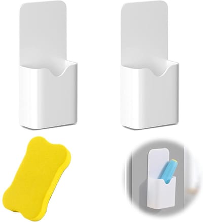 Dailygoods - 2 magnetische markerhouders, magnetisch, pennenhouder, magnetisch, pennenhouder, magnetische potloodhouder met spons, magnetische penhouder voor koelkast, whiteboard