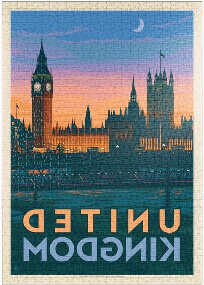 MyPuzzle Verenigd Koninkrijk: Palace Of Westminster, Vintage Poster - Premium 1000 Stukjes Puzzel - MyPuzzle speciale collectie van Anderson Design Group