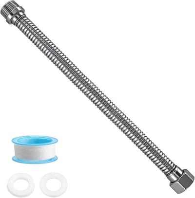 Verlengbare flexibele RVS golfslang van 40 cm, universele aansluiting, 3/4 inch, geschikt voor water en verwarming