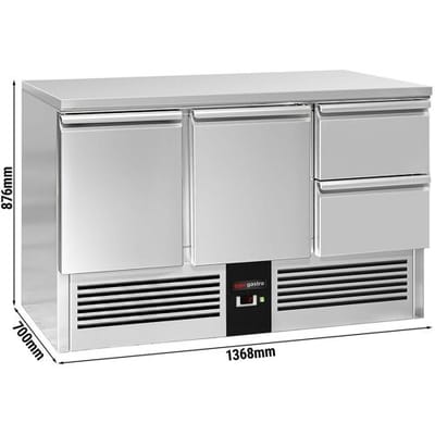GGM Gastro Kühltisch PREMIUM - 1370x700mm - 2 Türen - 2 Schubladen Zilver