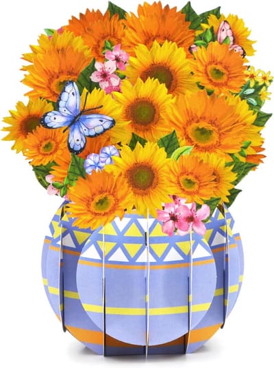3D Pop-up Verjaardagskaart Zonnebloem in Pot - Wenskaart voor Verjaardag, Beterschap of Dank