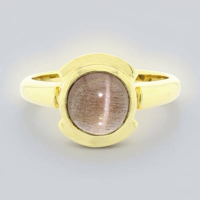 Cavill - Ring Kattenoog-Scapoliet 2,4 ct - 925 Sterling Zilver Geel Verguld - Ronde Cabochon - Moderne Elegante Damesring Maat 17