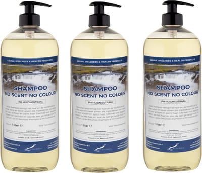 Shampoo No Scent No Colour - 1 liter (transparant) - 3 Stuks - met pompen - Voordeelverpakking - Haarverzorging