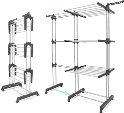 ApexArte® Wasrek Inklapbaar - Droogrek Staand - Wasdroger - Zilver