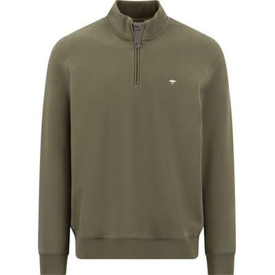 Fynch-Hatton Trui Sweat Troyer Zip Donker Khaki / male