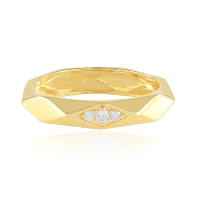 Cavill - Zilveren ring verguld 925 sterling met drie I2 (H) briljantdiamanten - Moderne geometrische damesring - 0,063 ct ring