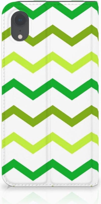 Apple iPhone Xr Hoesje met Magneet Zigzag Groen