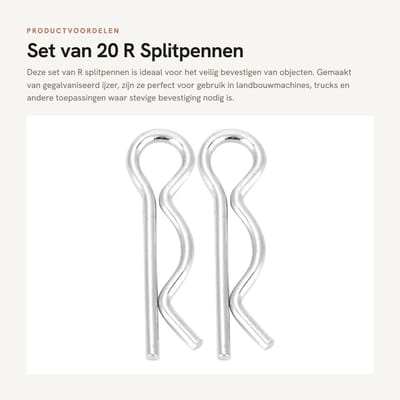 Dailygoods- Splitpen 2.5*45mm - Splitpen 1.8*35mm - Splitpen 1.6*28mm - Splitpen 2*40mm - 20 Stuks - Gegalvaniseerd Ijzer - Borgclip
