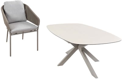 Tuinset Brindsi/Malaga | 6 personen | Deens ovaal 240 cm | Rope & keramiek