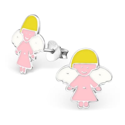 Princes Oorbellen Angel Pink - 925 Zilver E-Coating - Engel - Ø10mm