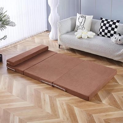 Draagbaar Logeerbed - Opvouwbaar Matras - Extra Slaapruimte - Antislip Onderkant - Tot 120 cm Breed - Koffie