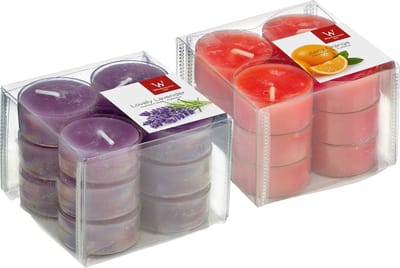 Geurkaarsen theelichtjes - 24 stuks - verse lavendel en sinaasappels