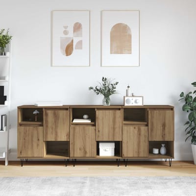 vidaXL - Dressoir - 3 - st - Artisan - Eiken - 60 - x - 35 - x - 70 - cm