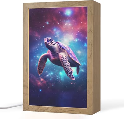 Nachtlampje 20x30 cm - Kinder lampje - Schildpad - Dier - Galaxy - Ruimte - Tafellamp kinderkamer - Slaapkamer lamp - Bedlamp kinderen - Kinderlampje stopcontact - Wandlamp babykamer - Nachtlampjes