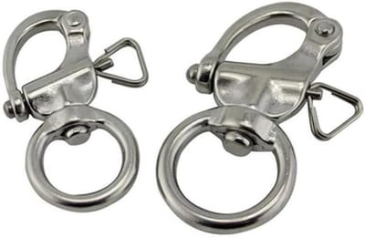 Snelsluiting Karabijnhaak - Draaibare Beugel - Veilig Bevestigen - Zwaar Uitgevoerd Roestvrij Staal - 65mm - Zilver