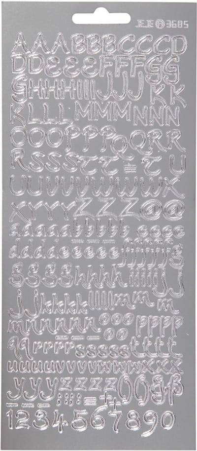Stickers, alfabet, vel 10x23 cm, zilver, 1 vel