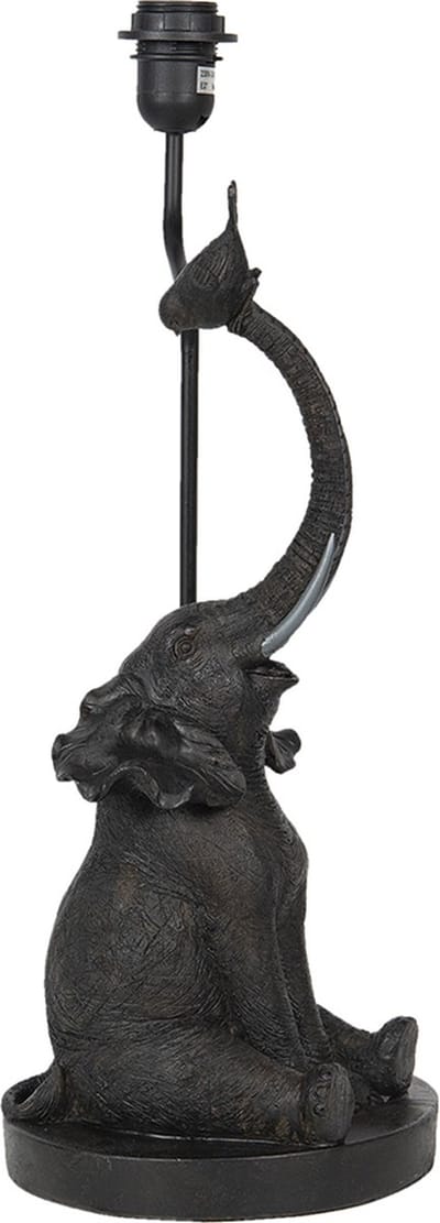 Clayre & Eef Lampenvoet 33x33x57 cm Zwart Porselein Rond Olifant Lampvoet