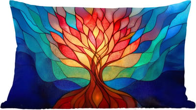 Sierkussens - Kussentjes Woonkamer - 60x40 cm - Sierglas - Boom - Rood - Vlakken