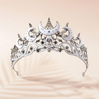 Couronne de mariée rétro en forme de croissant, style européen et américain, idéale pour une soirée d'anniversaire ou toute autre occasion.