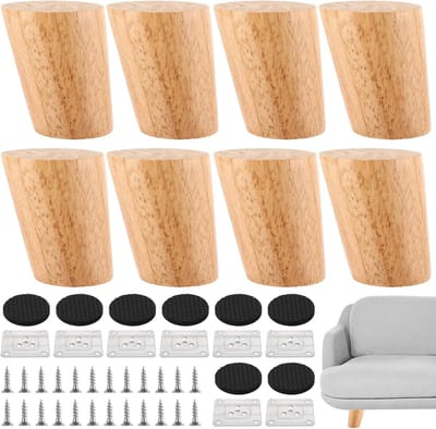 8 Stuks Houten Meubelpoten, Schuin, 6 cm Hoog, Ideaal voor Sofa, Bed en Stoelen