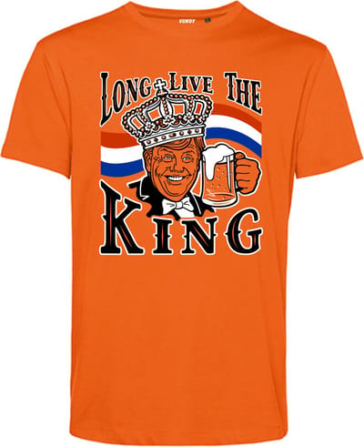 T-shirt Long Live The King Willem Alexander | Koningsdag kleding | oranje t-shirt | Oranje | maat XS