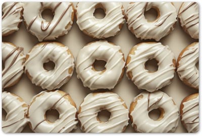 Placemats 45x30 cm - Placemat kunststof - 1 stuk - Donuts - Chocolade - Wit - Beige - Borden onderleggers - Decoratie voor op tafel - Keuken tafeldecoratie accessoires - Vinyl onderlegger - Tafelversiering