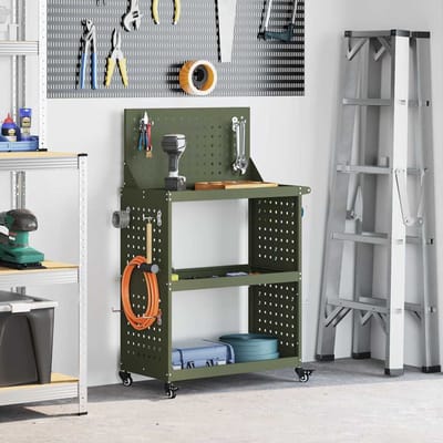 vidaXL - Gereedschapswagen - Olijfgroen - 65 - x - 35 - x - 111 - cm - Koudgewalst - staal