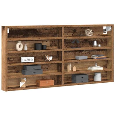 vidaXL - Display - Kast - Muurmontage - Oudhout - 100 - x - 8,5 - x - 50 - cm - Bewerkt - hout