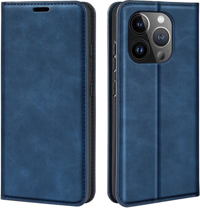 MobyDefend Hoesje - Geschikt voor iPhone 15 Pro - Luxe Wallet Bookcase (Magnetische Sluiting) - Blauw