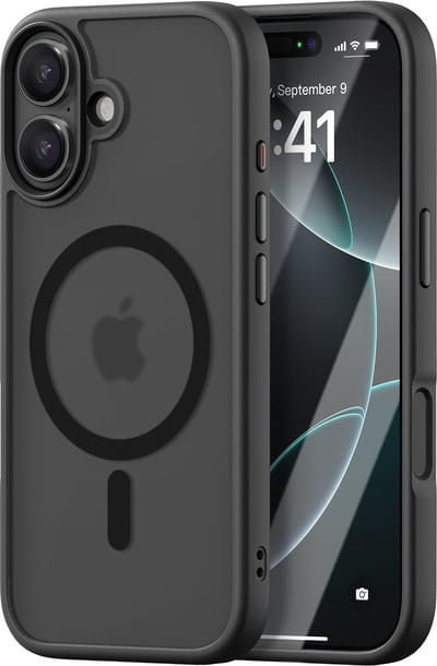 iDenn hoesje voor iPhone 16 Mat Transparant Zwart geschikt voor MagSafe