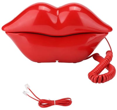 Dailygoody - Vaste Telefoon met Lippenvorm - Multifunctioneel en Schattig - Rood - Bureau Decoratie - Heldere Geluidskwaliteit - Perfect voor Kantoor ..