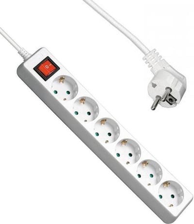 Allteq - Stekkerdoos met schakelaar - 6-voudig - 1.5 meter - Wit