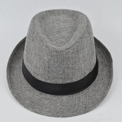 Mooie Heren Hoeden Jazz Katoen Linnen Pure Hoed Imitatie Linnen Zonneklep Hoed Trendy Accessoires grijs