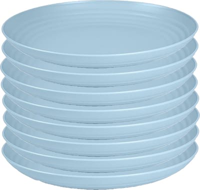 PlasticForte Rond bord/camping bord - 8x - D25 cm - ijsblauw - kunststof