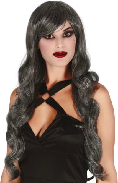 Fiestas Guirca - Pruik Lang Grijs haar - Halloween Pruik - Halloween accessoires - Halloween outfit - Pruiken - enge pruiken