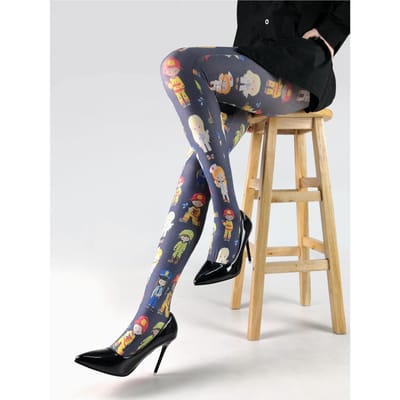 Dunne Geprinte Panty Lente en Herfst Veelzijdig Vlinder Wild Abstract Vintage Zijden Kousen Dames Kousen Anti Haak weight within 70kg gray