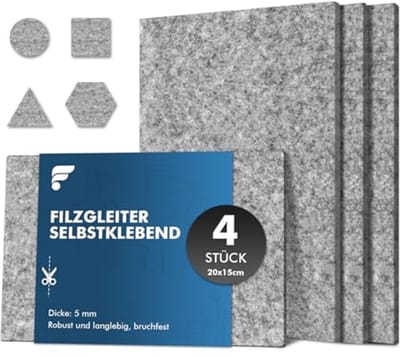 Zelfklevende Viltglijders voor Meubels en Vloeren, 4 Stuks, 5 mm Dik, Onmisbaar voor Bescherming