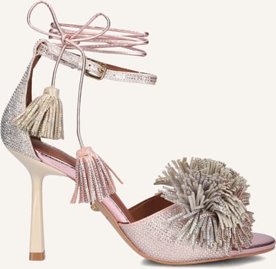 Kurt Geiger London Pom Pom Ankle Tie Sandal Sandalen - Dames - Roze - Maat 39