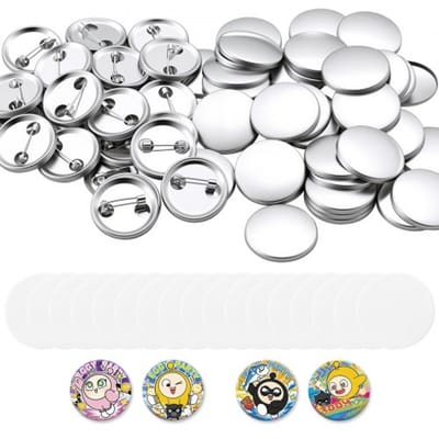 VEVOR Button Blanks 200-delige set, 58 mm, voor buttonmachines met veiligheidsspelden, transparante Mylar-folie en ronde blanco vellen voor doe-het-zelfprojecten thuis, schoolevenementen en individuele studio's.