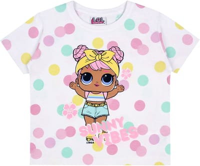 Wit T-shirt met korte mouwen en poppenprint LOL SURPRISE 24 m 92 cm