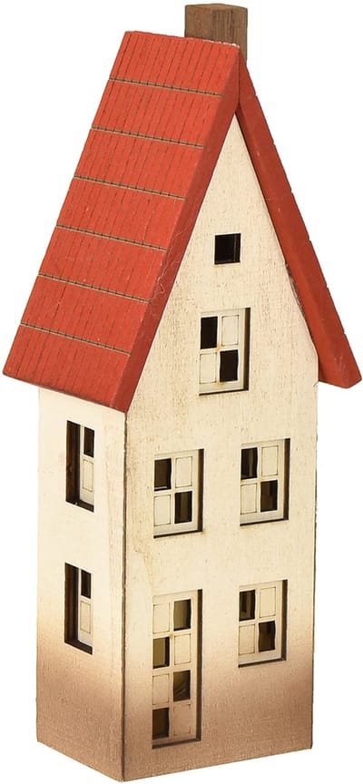Houten huisdecoratie lichthuisje natuurlijk rood voor batterij 8,5×6,5